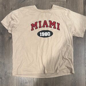 SHEIN Beige Miami 1980 Graphic Tee